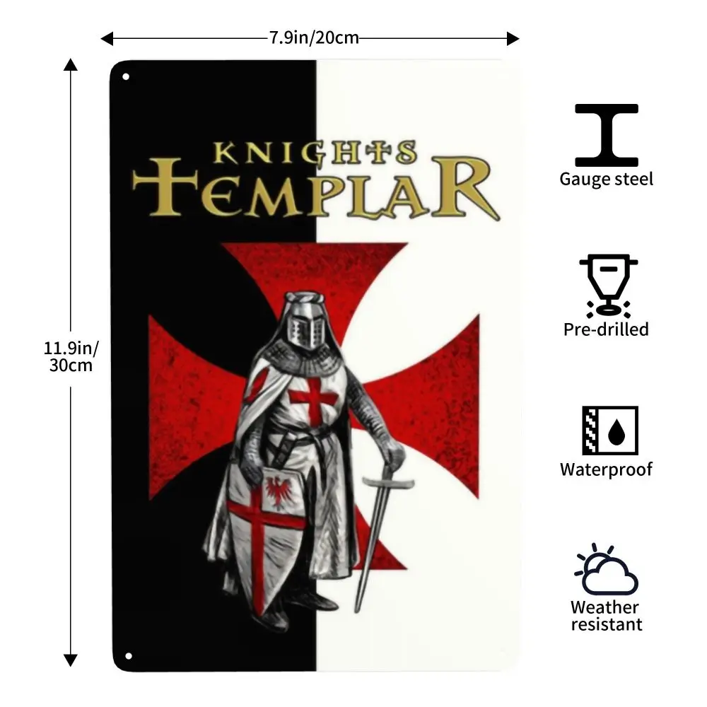 Description Picture 4 of itemRetro Knight Templar Metal Sign Custom Crusades Knights Christian Warrior Tin Plaque Cafe Man Cave Bar Decorations Art
