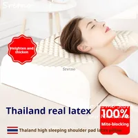 Natural Latex High Pillow Thickened Neck Protection Adult Rubber Pillows Core Hard Nap Pillow Help Sleep Body Pillows Almohadas 1