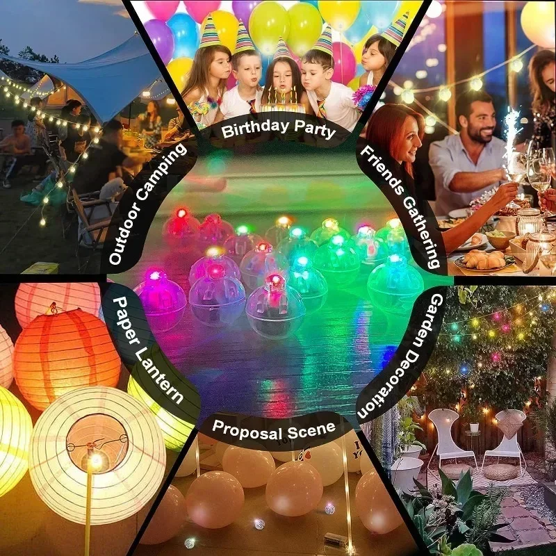 100/10Pcs Mini LED Balloon Light Colorful Flashing Luminous Tumbler Ball Lamp Lantern Light Christmas Wedding Party Decorations 5