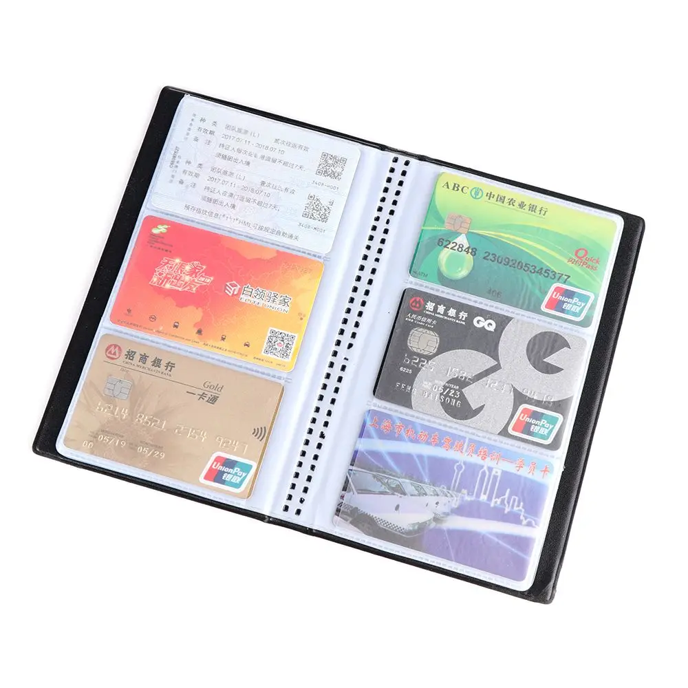 Leather 40/120/180/240/300 Cards ID Credit Card Holder Book Case Organizer Business  Cards ID Credit Card Holder Case 3