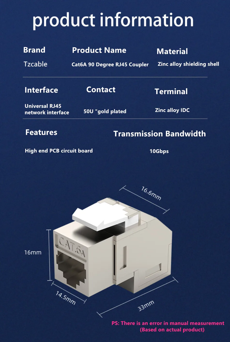 CAT6 Keystone Jack, Snap-In, 180-Degree Termination, Thermoplastic , Black, 50-Pack, CE Compliant 50-Pack: Cat6 Keystones - Foto 4