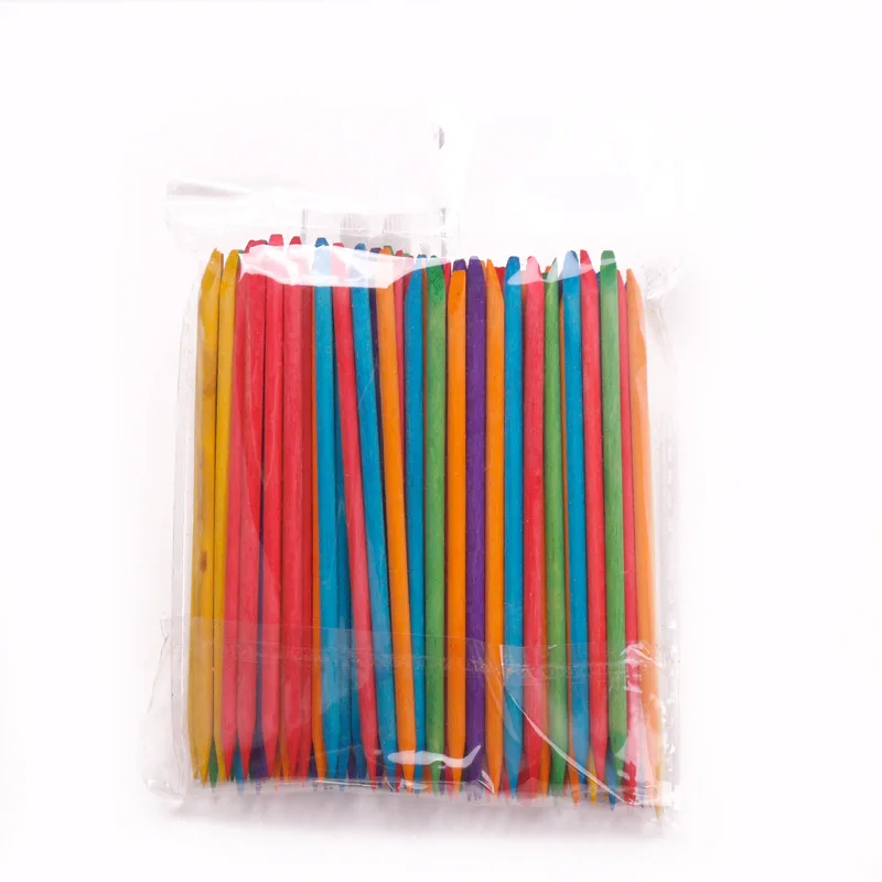 100pcs Wood Cuticle Pusher For Nail Treatment Nail Gel Polish Apply Remove Tool Orange Wood Manicure Stick Art Tool
