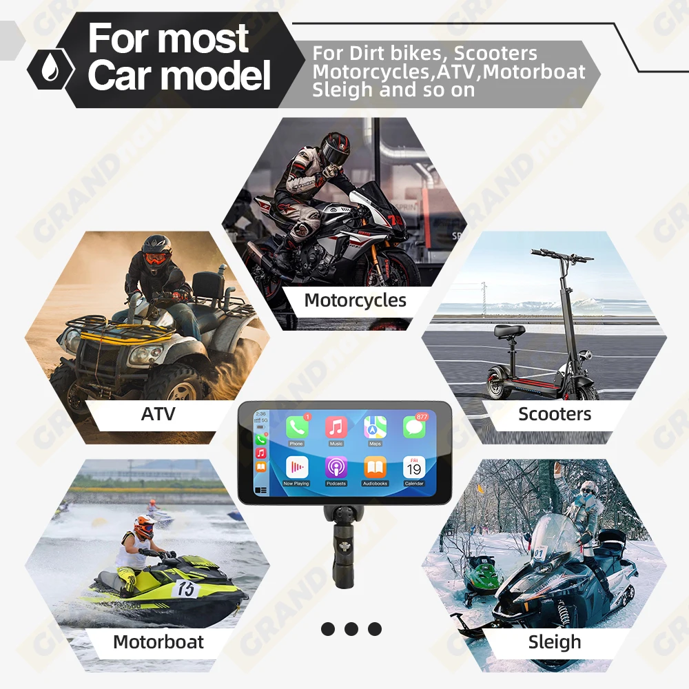 Schermo da 6,5" per moto Carplay Navigazione per moto Cruscotto digitale portatile Motobike Android Auto Monitor BT impermeabile - Image 5