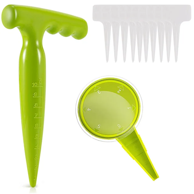 Fluoreszkáló Zöld Vetőgép 5 Sebességes Állítható Kertészszerszámkészlet Kertészeti Lyuk Lyukasztása - Image 6
