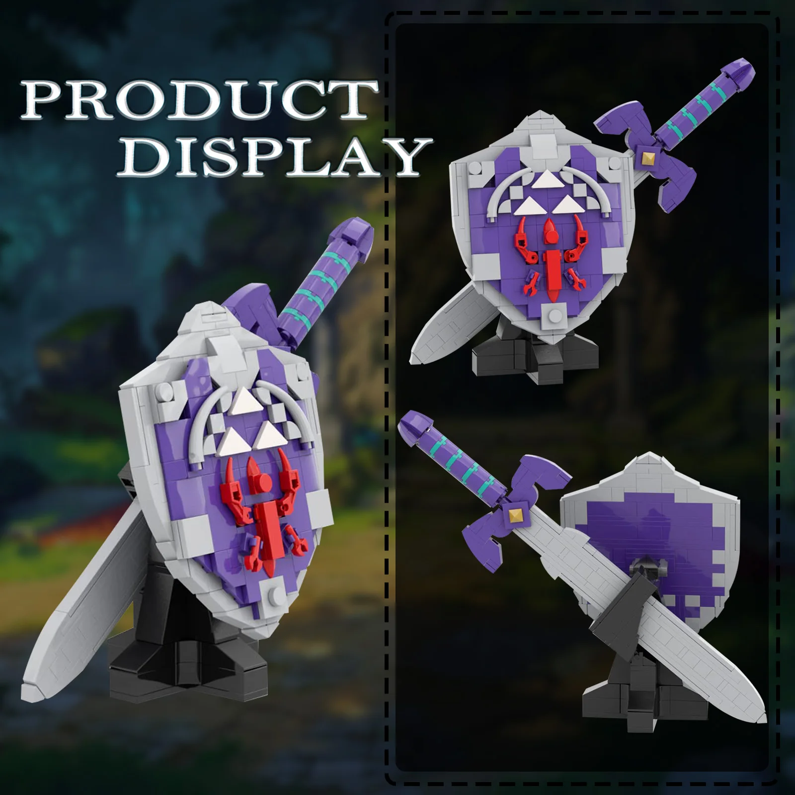 The Master Sword Building Blocks Set with Luminous Tri-Force,Micro Hyrule Building Blocks Set, BOTW Decorations Gifts for Kids