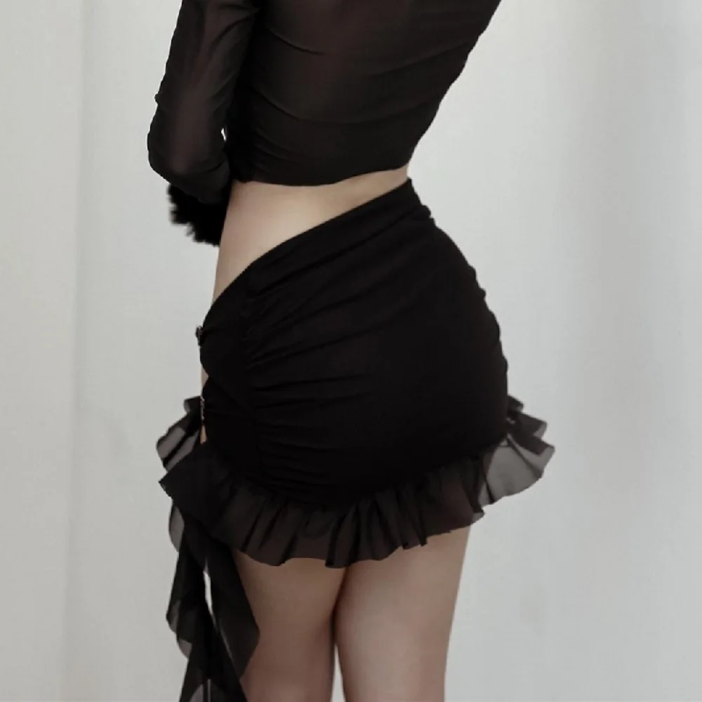 Side Hollow Out Skirt Suits Women Butterfly Mesh Mini Skirts And See Through Bodycon Bodysuit 2 Piece Sets For Ladies