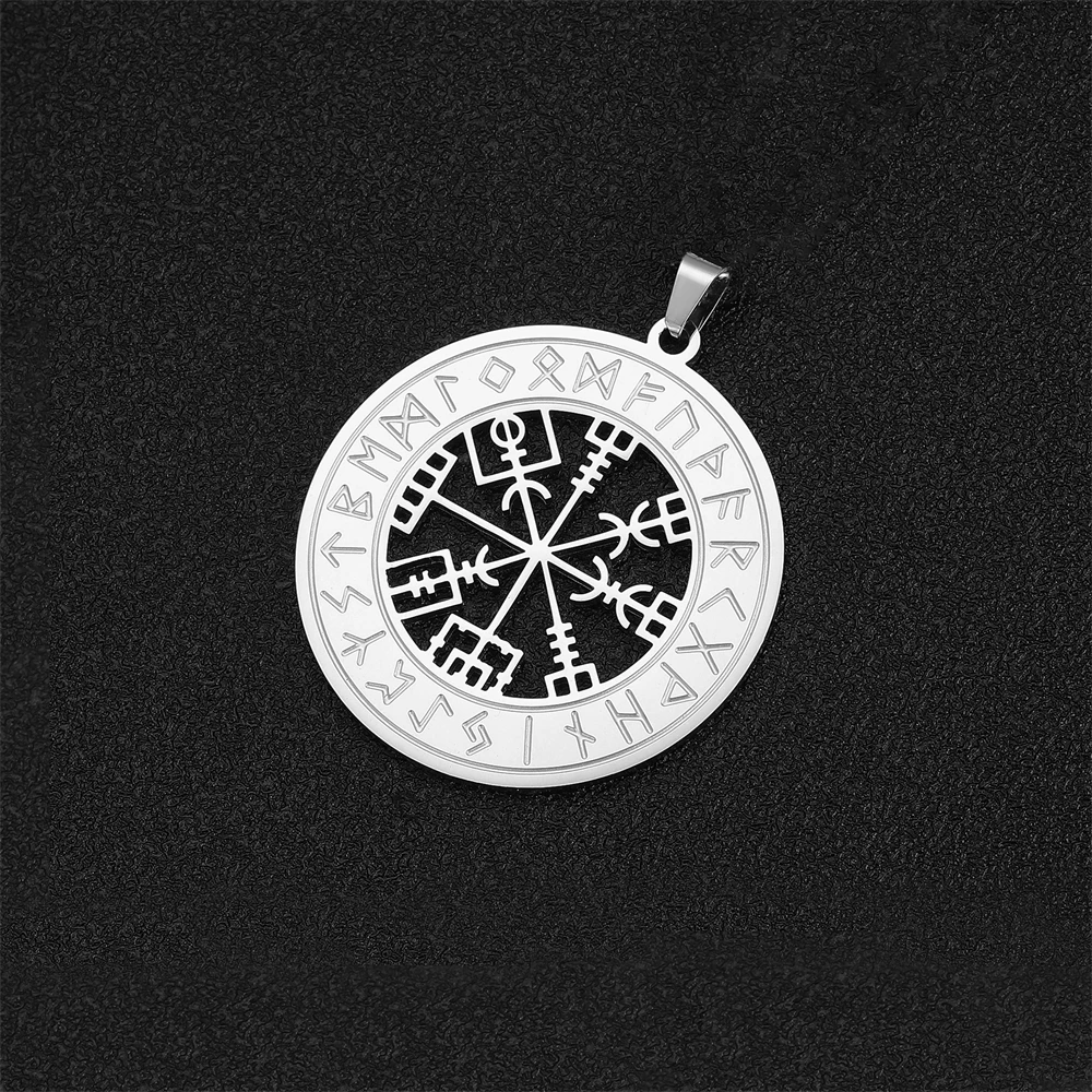 Vintage Edelstahl Wikinger Ehrfurcht Helm aegishjalmur Symbol Anhänger Zubehör DIY Halskette Schlüssel bund Odin Rune Amulett Charms – Detail 7