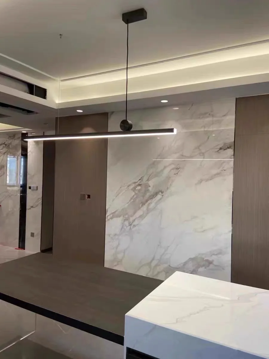 Moderne lange Streifen LED Pendelleuchte Aluminium minimalistische Insel Lampe Wohnzimmer Innen Bar Lampe Büro Esstisch Beleuchtung – Detail 4