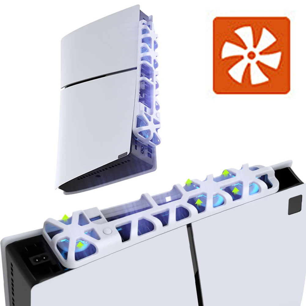 For SONY PS5 Slim Cooling Fan with LED Light and 3 Fans Efficient Cooling System For PlayStation 5 Slim Digital / Disc Version