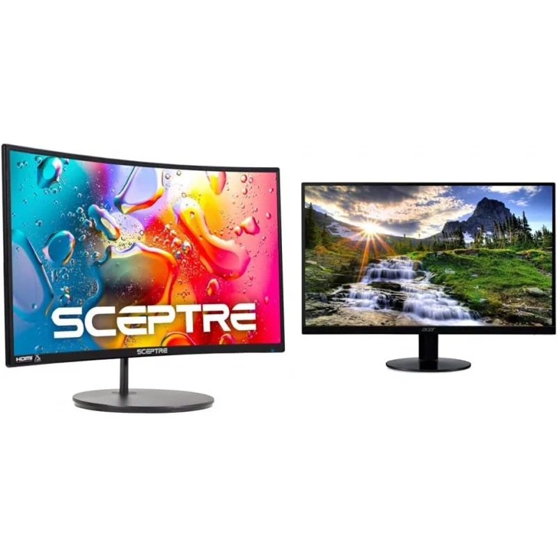 

Sceptre 24-inch Curved Gaming Monitor (C248W-1920RN Series) and Acer 21.5 Inch Full HD (1920 x 1080) IPS Ultra-Thin Zero Frame C