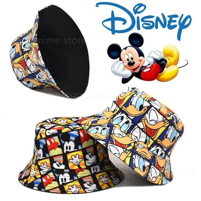 Disney Mickey Mouse Adult Bucket Hat Fashion Cartoon Man Women Summer  Cotton Fisherman Hat Outdoors Sunscreen