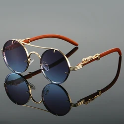 Vintage Round Sunglasses with Double Bridge - Fashion Multicolor Retro Shades (As picture shows)