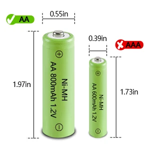 Solar Rechargeable Ni-MH AA Batteries 800 mAh Battery, Double A Rechargeable Batteries
