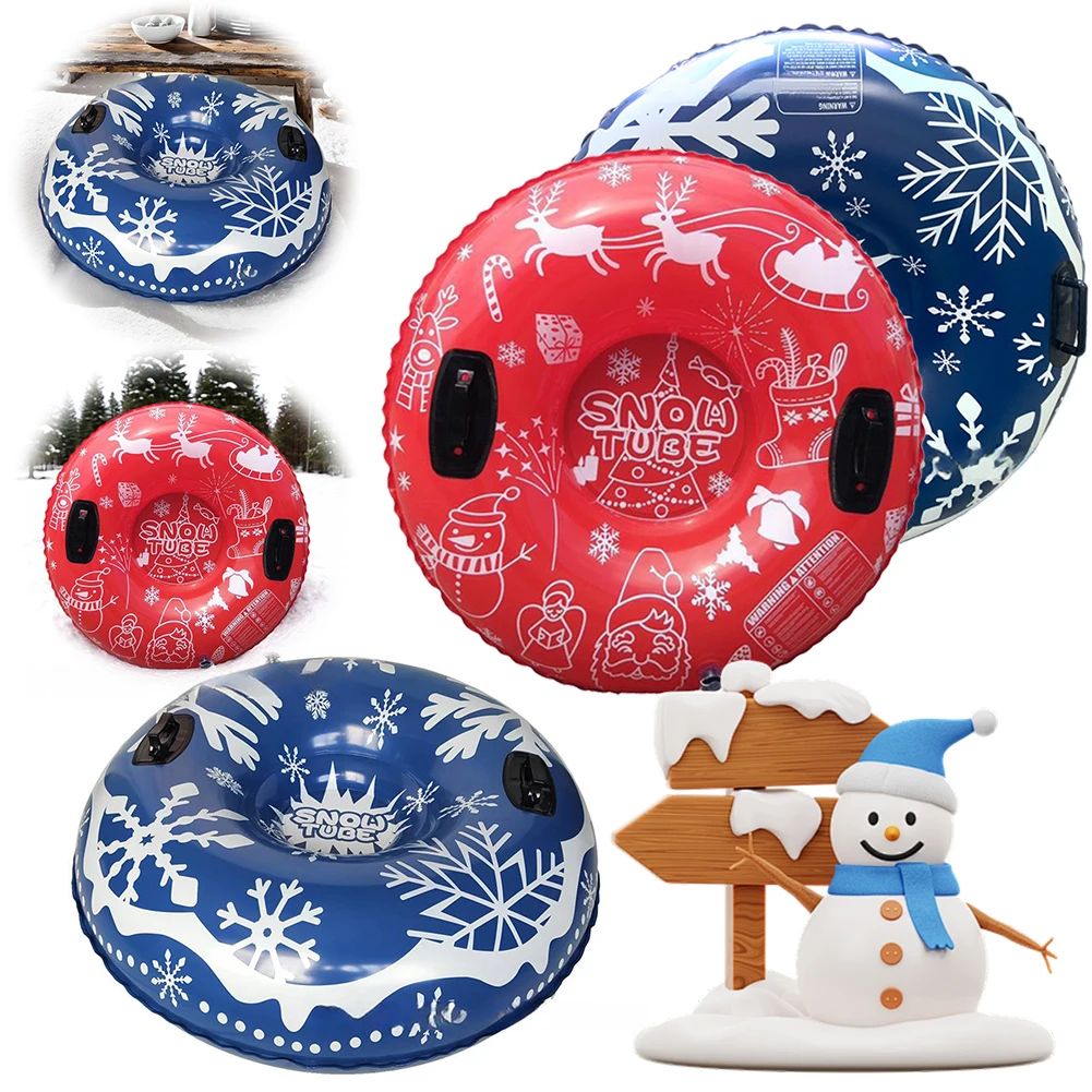 Universal Skiing Cushion with Handles Thickened Winter Inflatable Snow Tube Waterproof Ski Circle Outdoor Sports for Kids Adults