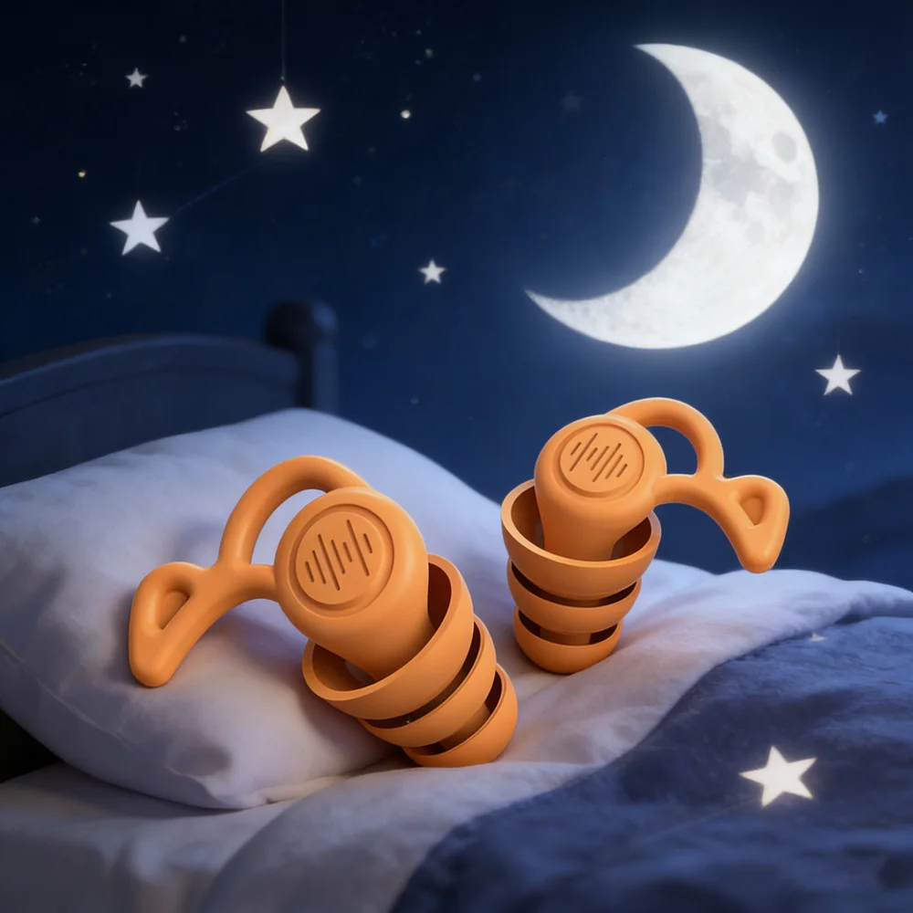 Enhanced Noise-Blocking Silicone Earplugs - Comfortable, Reusable, Triple-Layer Design for Restful Sleep