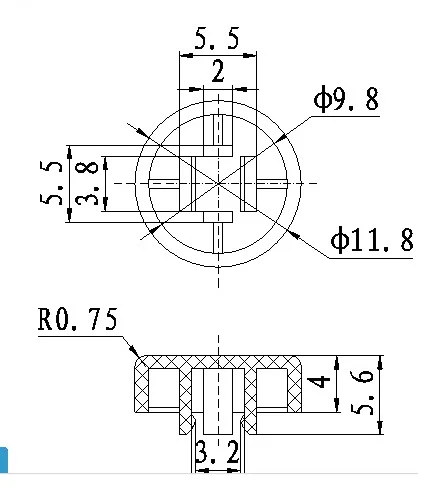 Description Picture 2 of item50pcs A37 Button cap Round without edges Equipped with B3F-4O55 tact switch 12*12*7.3 square head cap