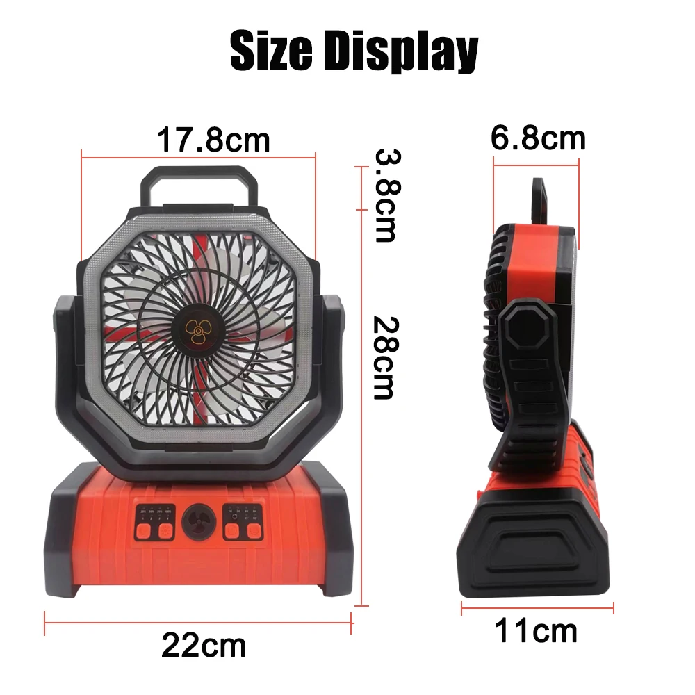 Ventilatore Portatile Ricaricabile 30000mAh Con Lanterna LED – Power Bank Per Campeggio, Emergenze, Esterno - 2