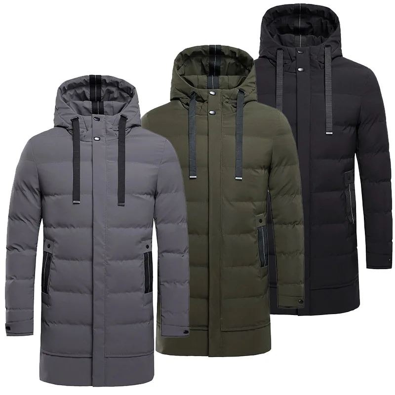 

Winter Thick Warm Jacket Men Oversized Long Cotton Parka Puffer Outwear Coats Streetwear Male Down Jacket Solid Color Clothing