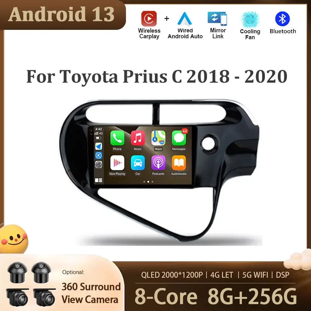 

Android 13 For Toyota Prius C 2018 - 2020 RHD GPS Navigation Moniter Car Multimedia Radio Video Player Audio Stereo Carplay BT