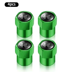Premium Metal Car Tire Valve Caps - Set of 4 (Alfa Romeo - Green)
