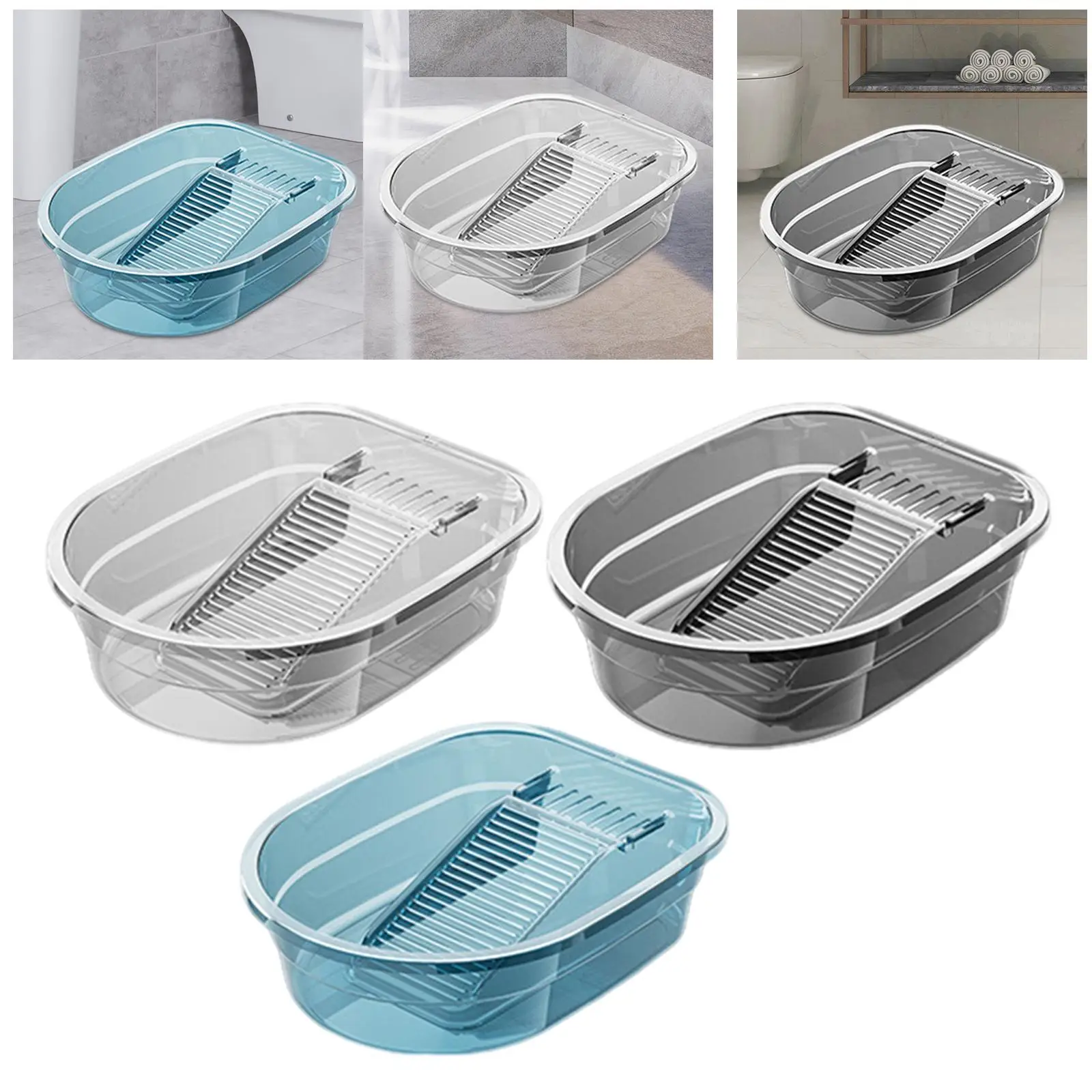 Hand Washing Clothes Bucket Plastic with Washboard for Outdoor Home
