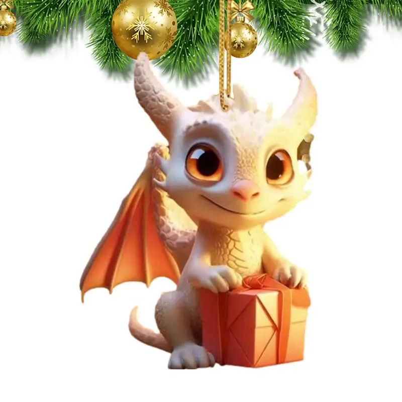 

Dragon Christmas Tree Pendant Flat Acrylic Dragon Christmas Decor Reusable Christmas Dragon Crafting Accessories For Holidays