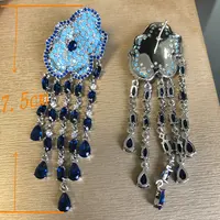 Bilincolor Luxury Elegant Blue Flower Tassel Earring for Women Christmas Gift 2
