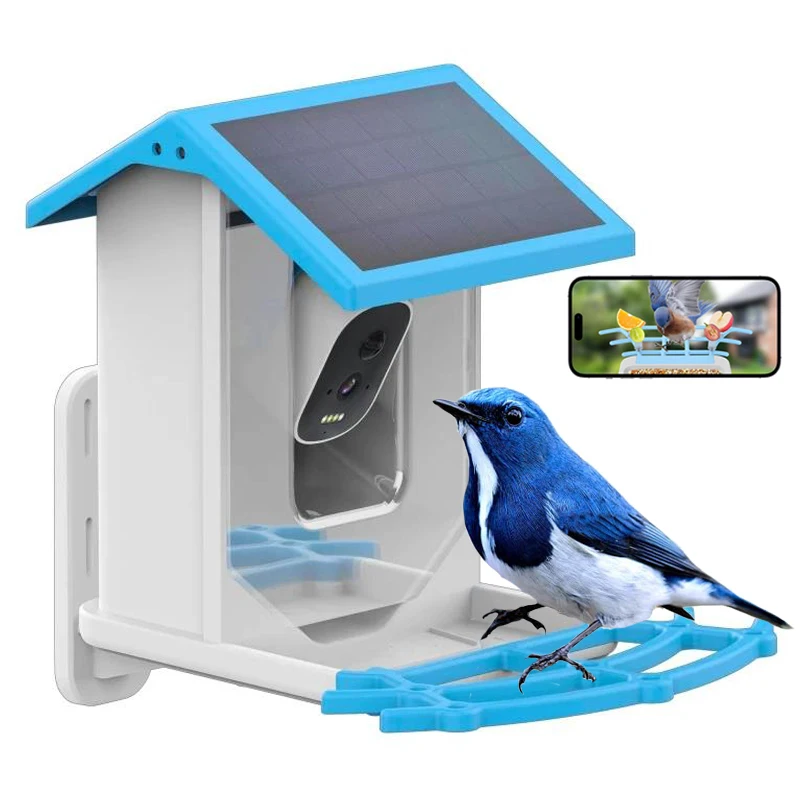 Smart Bird Feeder with Camera 1080P HD Camera Solar Panel Low Power Night Vision IPX6 Waterproof 4G or WIFI Connect