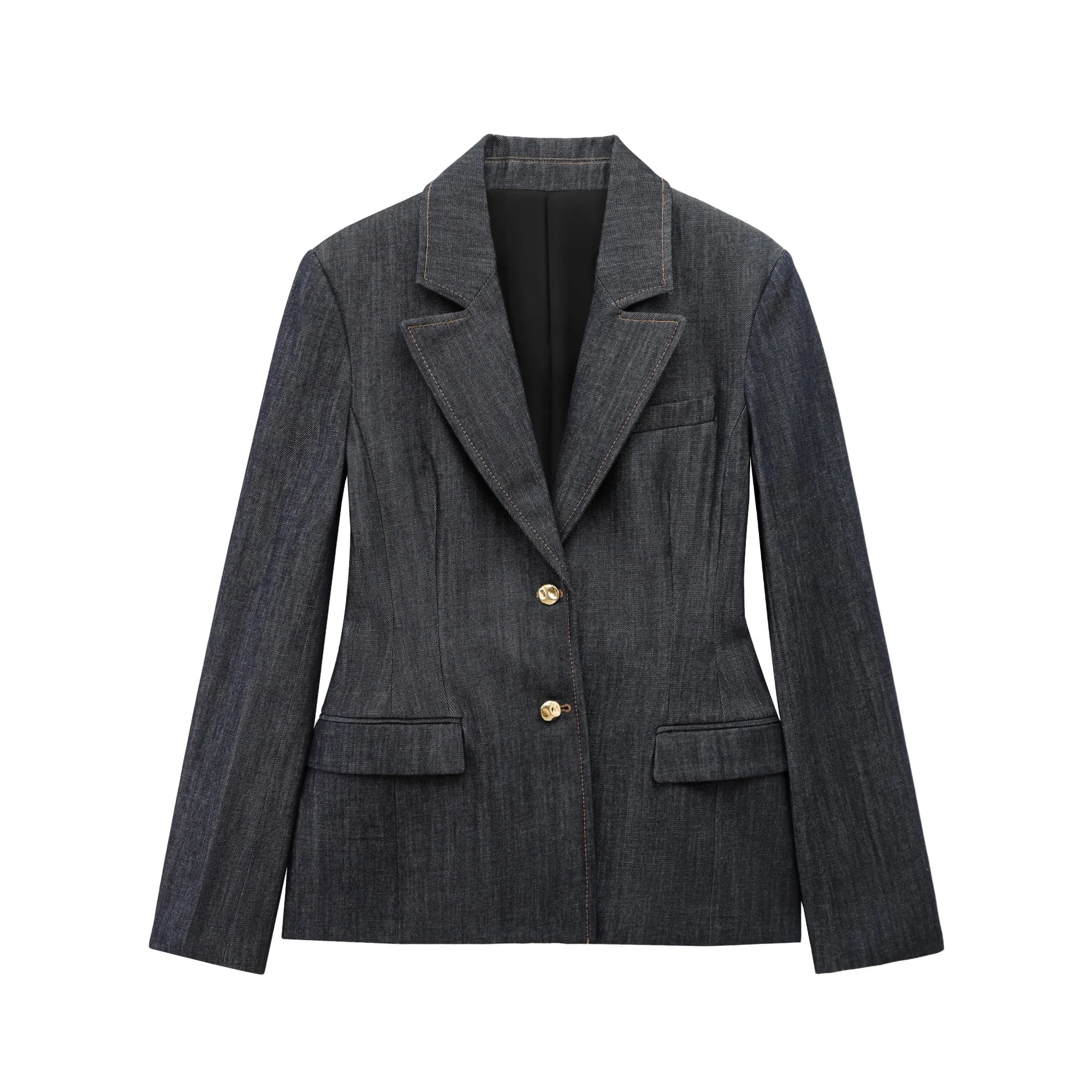 Women Casual Denim Blazer Coat Spring Autumn Female Single Breasted Long Sleeve Lapel Suit Jacket With Pockets New Fashion Outwe