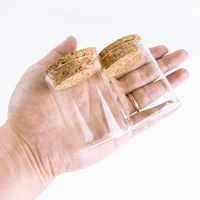 6pcs/Lot Glass Bottle 60*47mm 60ml Stopper Spicy Storage Corks Jar Small Vial Bottle Containers Glass Simple Spice Storage Jars 2