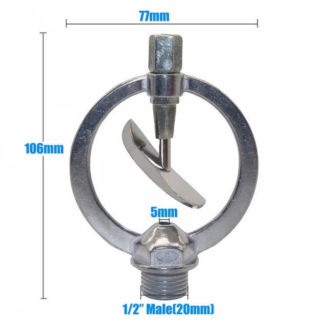1 Pc 1/2" Zinc Metal Butterfly Head Irrigation Sprinkler 360 Degrees Rotary Heavy Duty Garden Lawn Landscape Greenhouse Spray 2