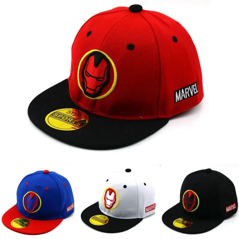 Adjustable Hat Anime Cartoon Marvel Iron Man Snapback Cotton Baseball Cap Baby Boy Girl Hip Hop Kid Sport 2-8 Years