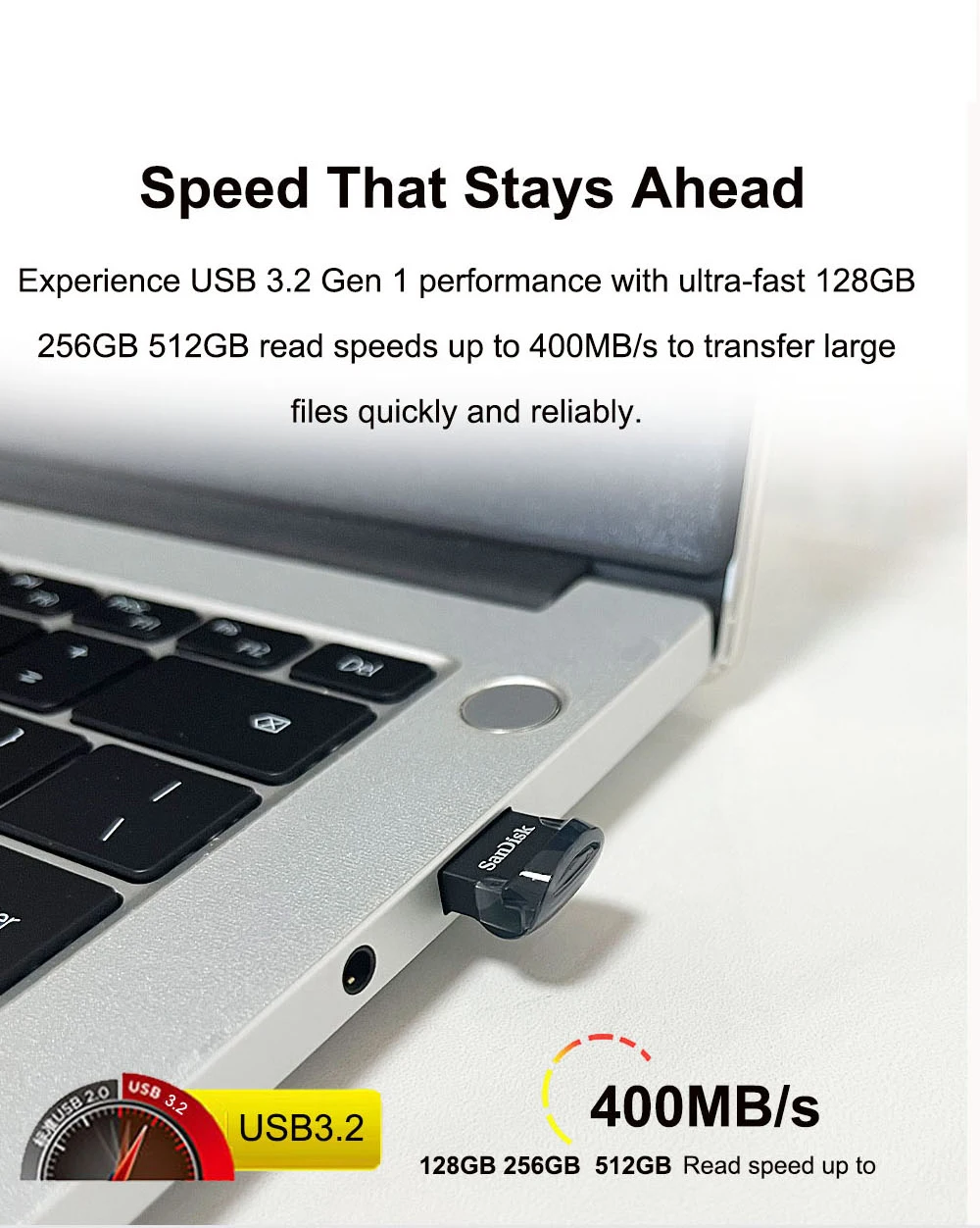 USB Flash Drive SanDisk CZ430 USB3.2 Mini Speed up to 400MB 128GB 64GB 32GB For Laptop TV Car flash drive usb flash drive