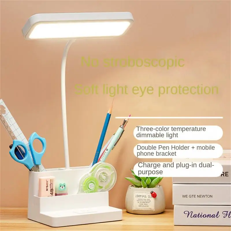 

Foldable Bedside Reading Lights Bedroom Decor Office Desk Lamp Double Pen Holder Design Book Light Stepless Dimmable Table Lamp