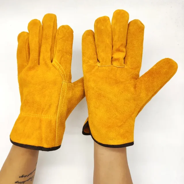 Men's Winter Cowhide Cashmere Windproof Work Driver Gloves for Safety Protection 2008 5