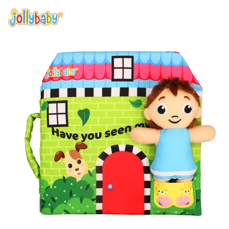 Jollybaby new early education puzzle cloth book with ring paper  baby story  small dolls at home WJ468 images - 6