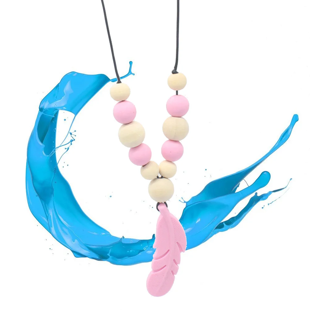 

Teething Necklace Silicone Teether Necklaces Charm Holder Baby Chew Toy Appease