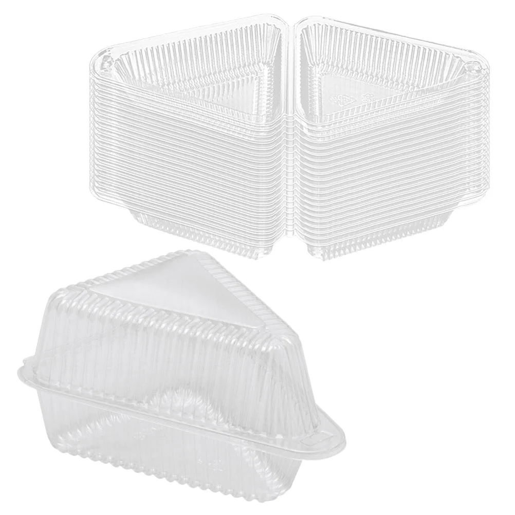 50 Pcs Triangular Cake Box Containers with Lids Mini Clear Carrier Cheese Plastic The Pet Storage Pie