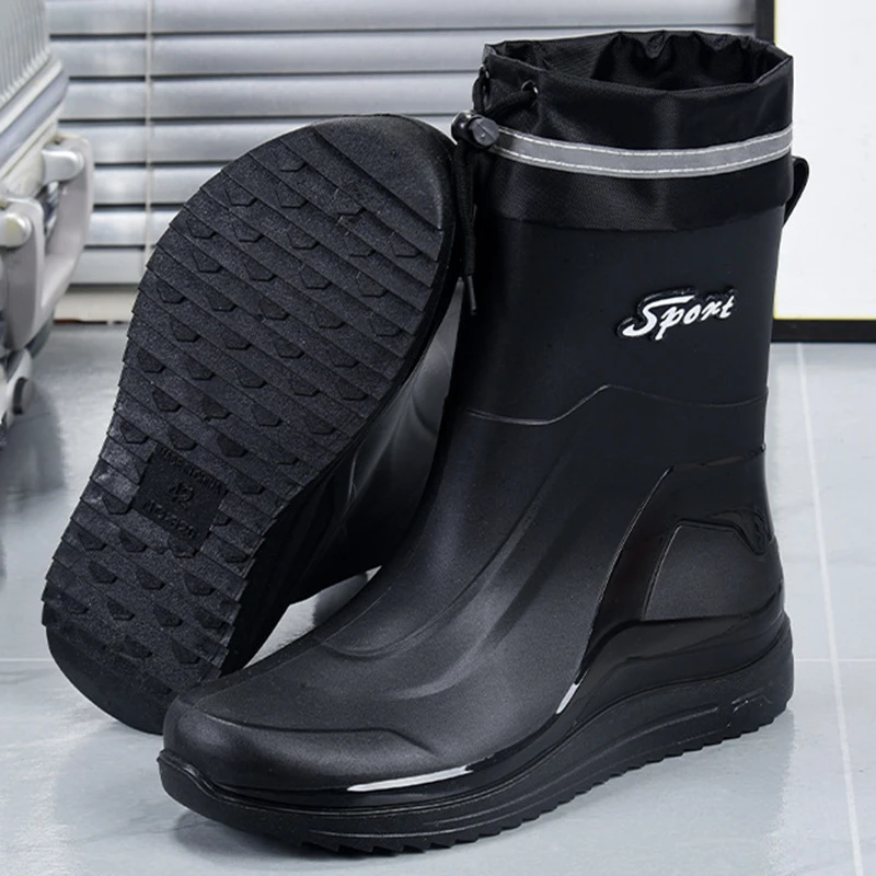 HighQualityMenRainBootsMidcalfWaterproofWorkBootSpringFall