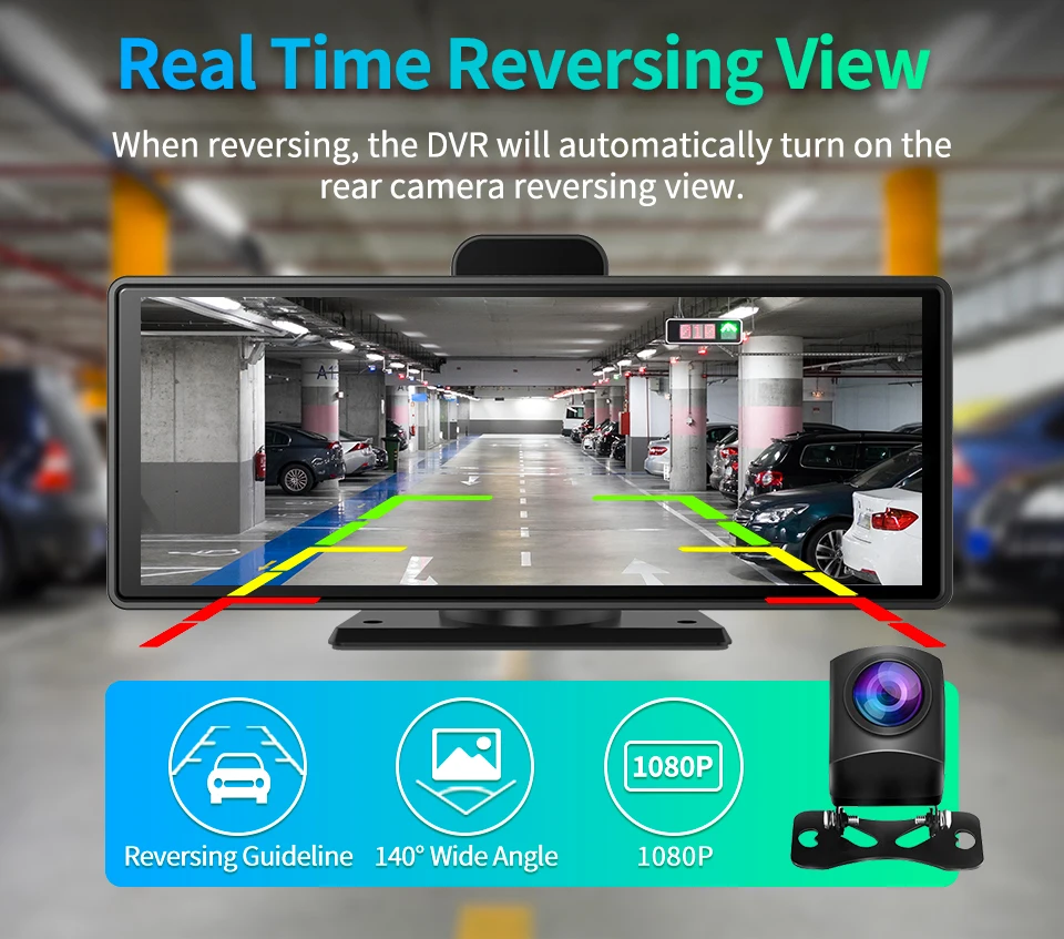Sbe4603b5abd149bcae018b9b324be0f3b 10.26" 4K Dash Cam ADAS Wireless Carplay & Android Auto Car DVR 5G WiFi GPS Navigation Rearview Camera Dashboard Video Recorder
