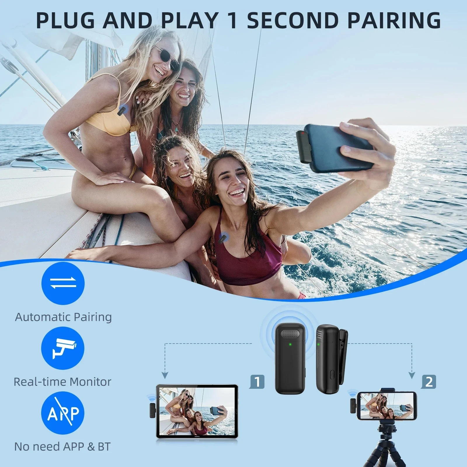 جديد 2in1 K30 ميكروفون لاسلكي Lavalier تسجيل الصوت...