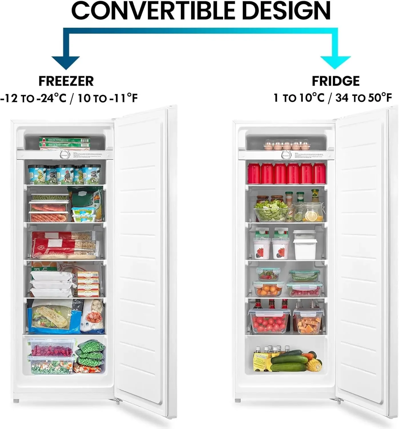 Fully Convertible Freezer/Fridge 7 Cu Ft Chest Freezer Garage-Ready Manual Defrost Large Chest Freezer Chest Deep Freezer Large 3