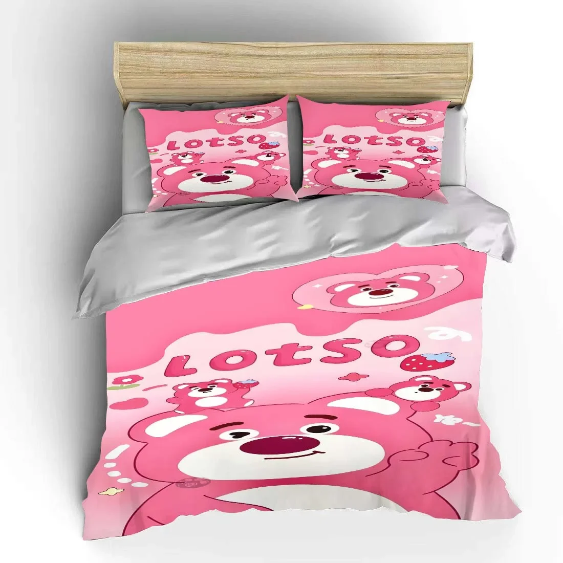 

Pink Bear Lotso Bedding Set Children Disney 3 Pieces Set King Size Bed Set US Twin Adult Bed Cover Bedroom Quilt Sheet Gift