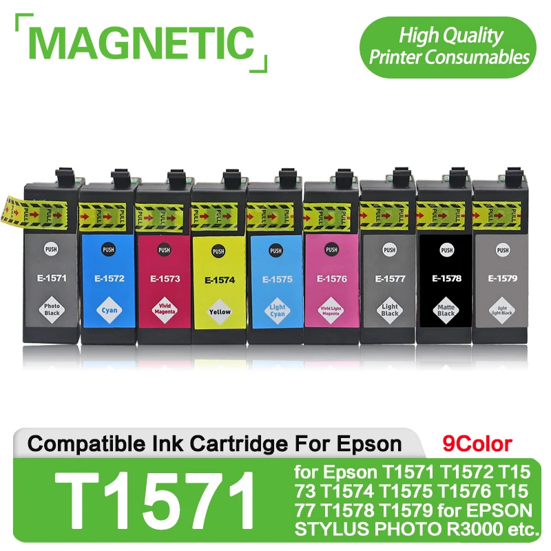 

NEW Compatible ink Cartridge for Epson T1571 T1572 T1573 T1574 T1575 T1576 T1577 T1578 T1579 for EPSON STYLUS PHOTO R3000 etc.