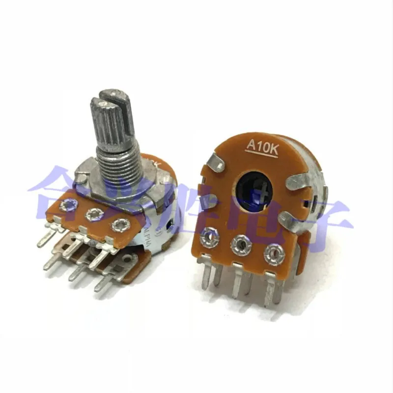 Speaker Audio Power Amplifier Volume Potentiometer 1PCS RV16 Type Double A10K R201T X400 Flower Shaft Length 15MM rotary potentiometer potentiometer kit adjustable resistor