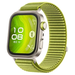 Premium Nylon Loop Strap - Breathable Sport Bracelet Replacement Accessory - Huawei Watch Fit 3 (Field green)