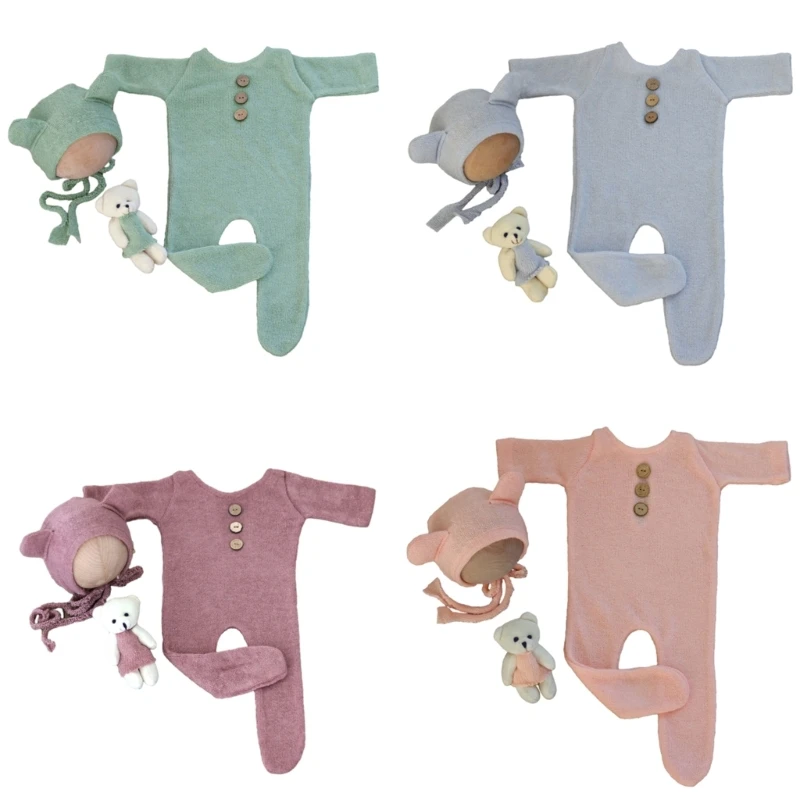 

Sweet Newborn Photography Outfit Baby Jumpsuits Hat with Photo Costume
