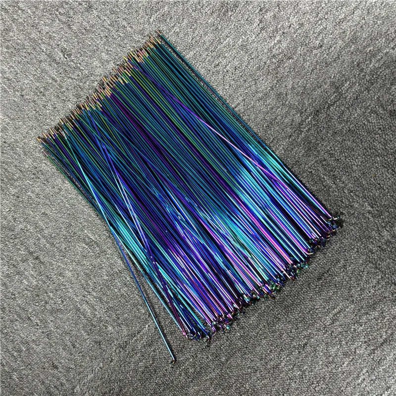 Bicycles Rainbow Spokes Vibrant Titanium-Coated Bike Stainless Steel Spokes Colorful Caps Durable Spoke for MTB/Road Bicycles