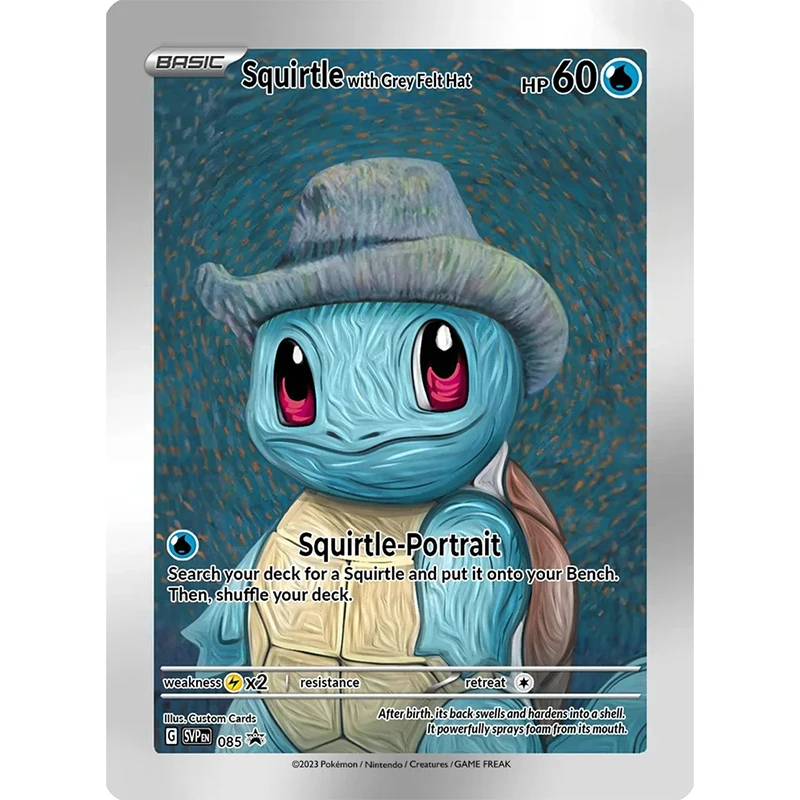 Pokemon cards DIY Pokemon Netherlands Van Gogh Museum Pikachu Charizard self made collection cards game anime Japanese letters cards gift toy