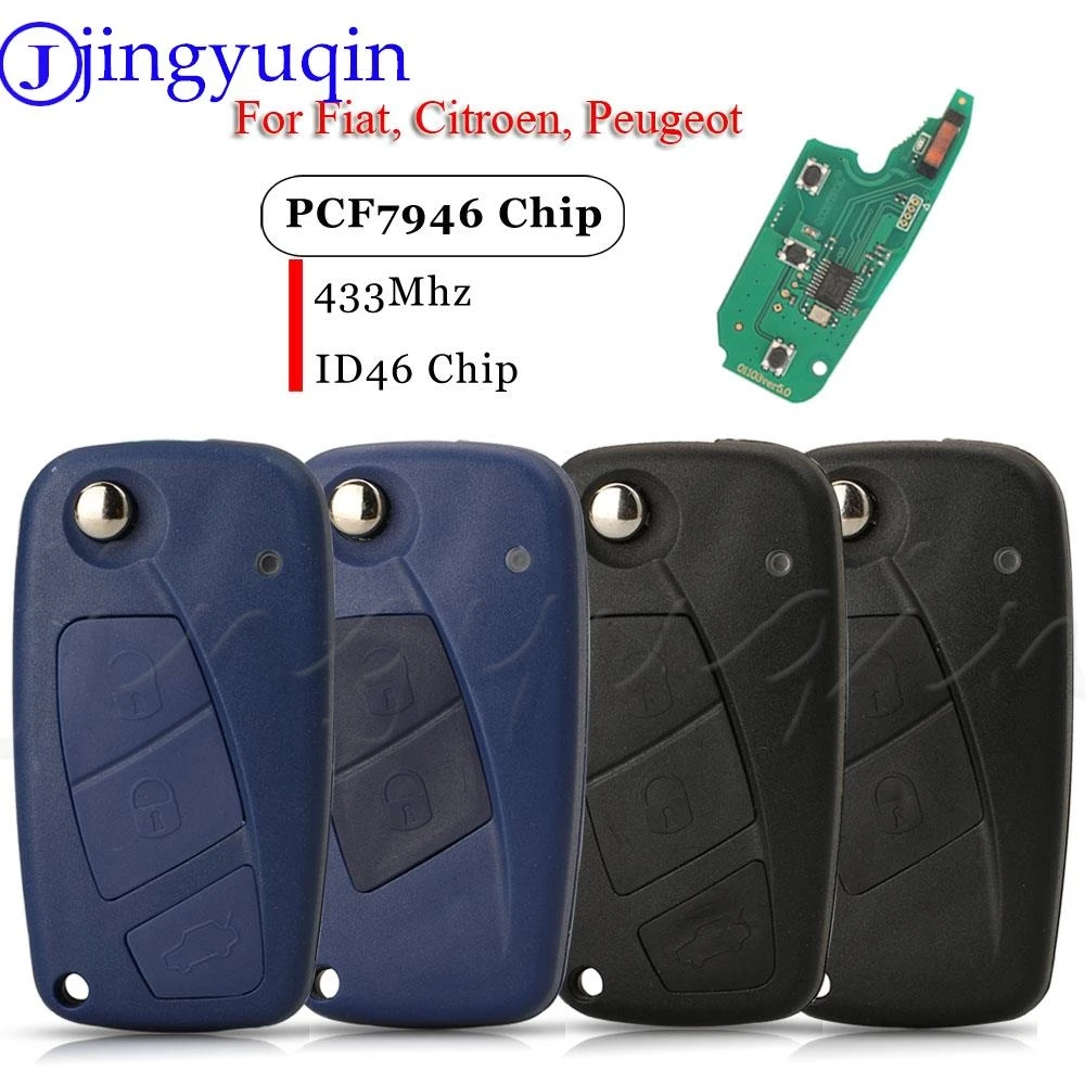 

Jingyuqin 2/3 Buttons Smart Remote Car Key Fob 433MHZ PCF7946 For Fiat 500 Punto Grande Citroen Nemo Peugeot Bipper